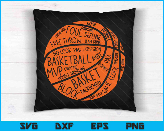 Jugador de baloncesto regalo Vintage baloncesto palabras baloncesto SVG PNG corte archivos imprimibles