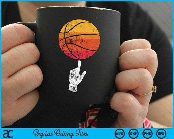 Baloncesto jugando baloncesto deportes Vintage Sunset SVG PNG Archivos de corte digital