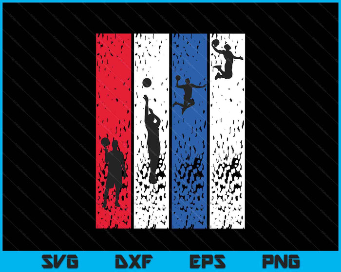 Basketball Retro Vintage Usa Flag Red White Blue Patriotic SVG PNG Digital Printable Files