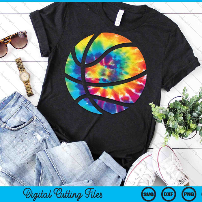 Basketbal Tie Dye Rainbow SVG PNG digitale snijbestanden