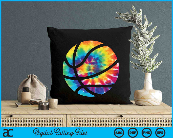 Basketbal Tie Dye Rainbow Trippy Hippie SVG PNG digitale snijbestanden