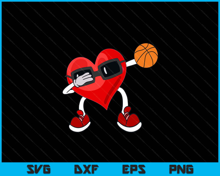 Basketball Valentines Day Dabbing Heart Kids Boys SVG PNG Digital Printable Files