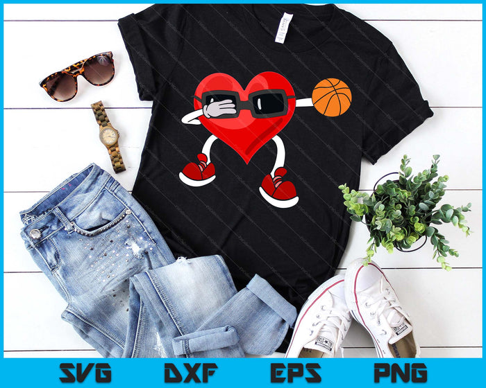 Basketball Valentines Day Dabbing Heart Kids Boys SVG PNG Digital Printable Files