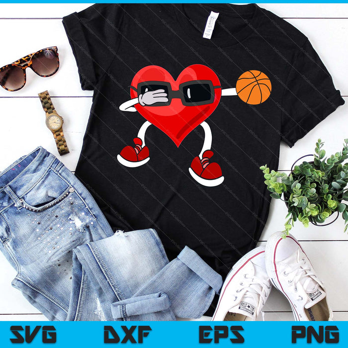 Basketball Valentines Day Dabbing Heart Kids Boys SVG PNG Digital Printable Files