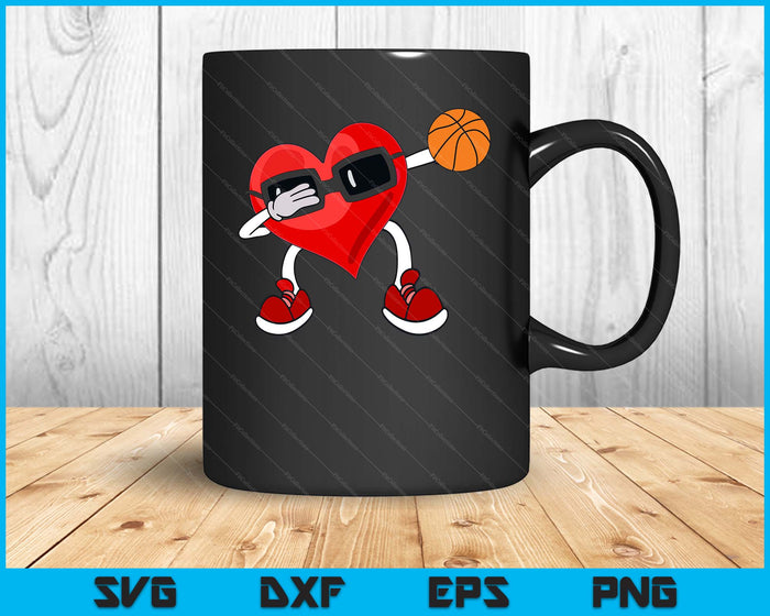 Basketball Valentines Day Dabbing Heart Kids Boys SVG PNG Digital Printable Files