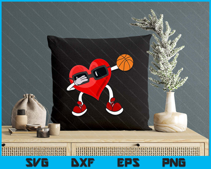 Basketball Valentines Day Dabbing Heart Kids Boys SVG PNG Digital Printable Files