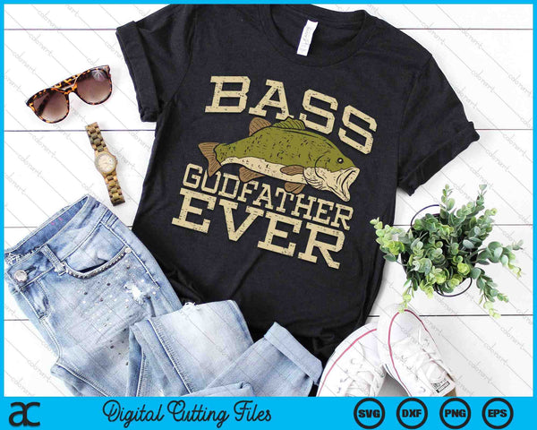 Bass Godfather Ever Fishing Fish Fathers Day Gift SVG PNG Digital Cutting Files