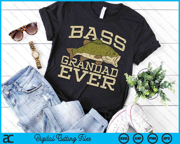 Bass Grandad Ever Fishing Fish Fathers Day Gift SVG PNG Digital Cutting Files