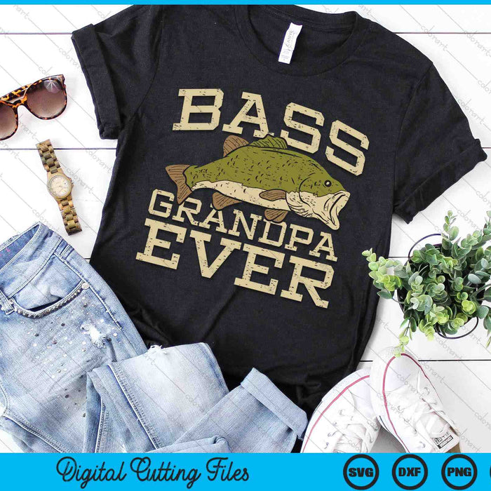 Bass Grandpa Ever Fishing Fish Fathers Day Gift SVG PNG Digital Cutting Files