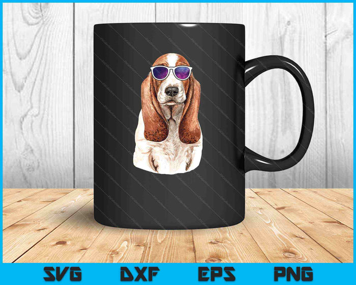 Perro Basset Hound usando gafas de sol Space Galaxy SVG PNG cortando archivos imprimibles