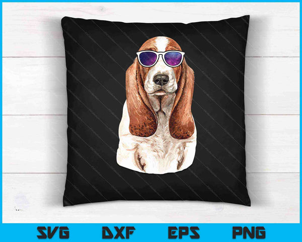 Basset Hound Dog draagt ​​ruimte Galaxy zonnebril SVG PNG snijden afdrukbare bestanden