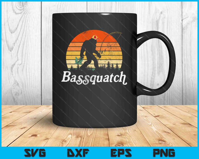 Bassquatch! Bigfoot Fishing Outdoor Retro SVG PNG Digital Cutting Files