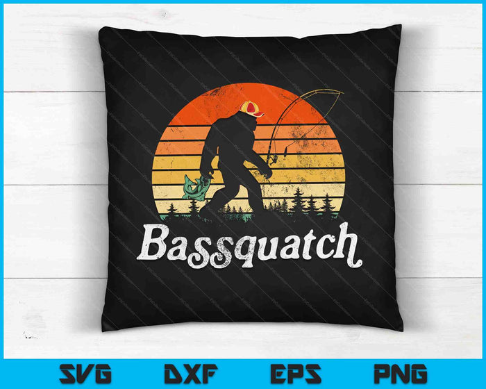 Bassquatch! Bigfoot Fishing Outdoor Retro SVG PNG digitale snijbestanden