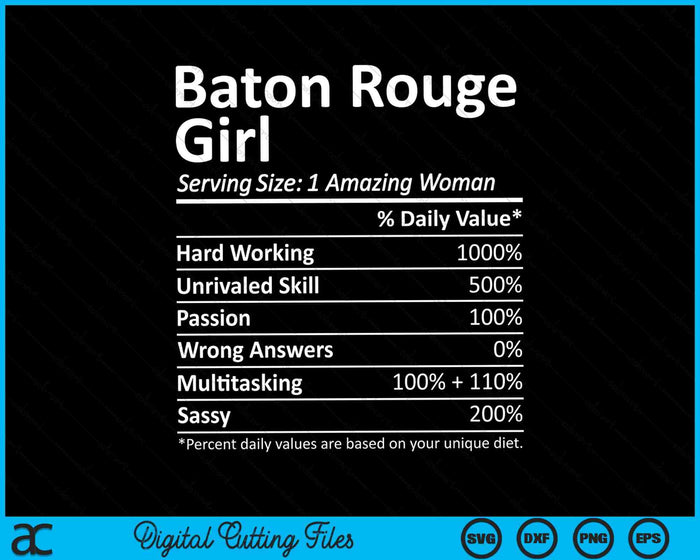 Baton Rouge Girl LA Louisiana Funny City Home Roots SVG PNG Archivos de corte digitales