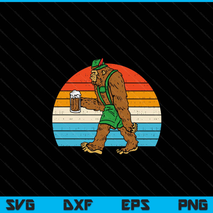 Bavarian Bigfoot Lederhosen Retro Sasquatch Oktoberfest Men SVG PNG Digital Cutting Files