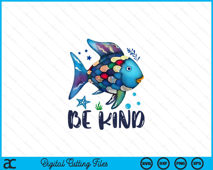 Be Kind Rainbow Scale Fish Teacher Reading Book SVG PNG Digital Printable Files