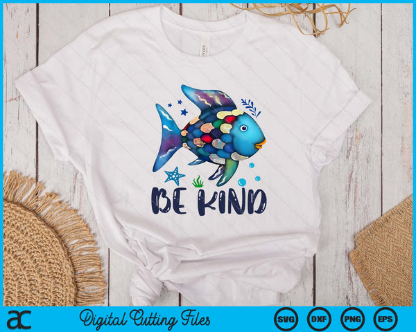 Be Kind Rainbow Scale Fish Teacher Reading Book SVG PNG Digital Printable Files