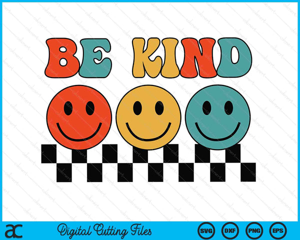 Be kind retro groovy checkered inspirational SVG cut file