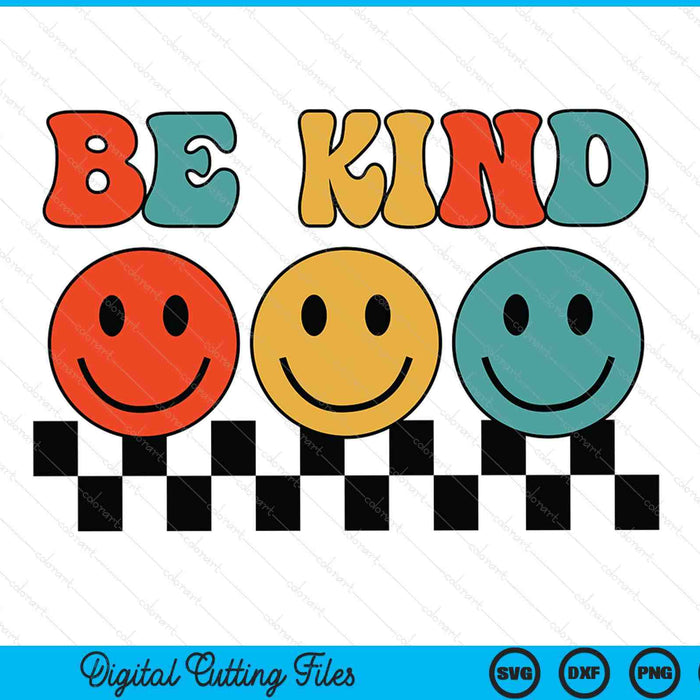 Be kind retro groovy checkered inspirational SVG cut file