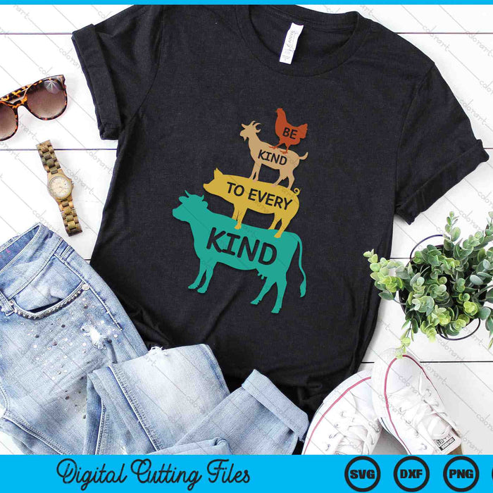Be Kind To Every Kind Retro Vintage Funny Vegetarian Vegan SVG PNG Digital Printable Files