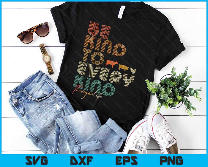 Be Kind To Every Kind Shirt. Retro, 70's Vegan Life SVG PNG Digital Printable Files