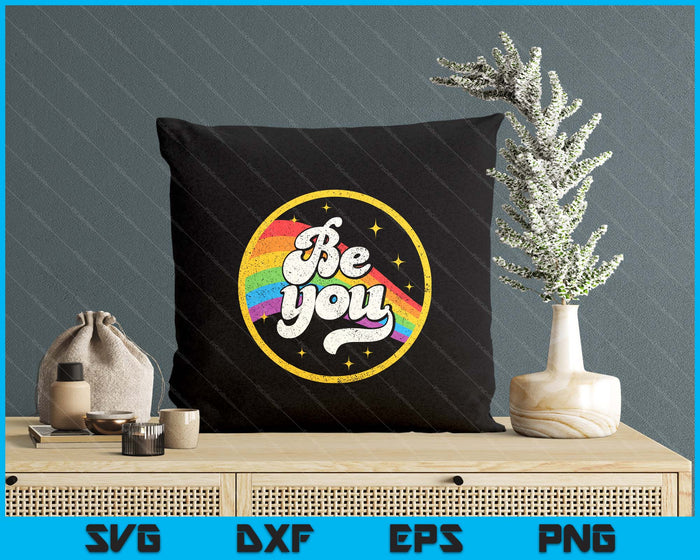 Be You Pride Lgbtq Gay Lgbt Ally Rainbow Flag Retro Galaxy SVG PNG Digital Printable Files
