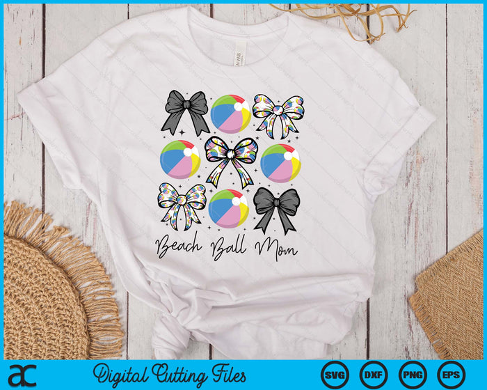 Beach Ball Mom Coquette Bow Beach Ball Season SVG PNG Digital Printable Files