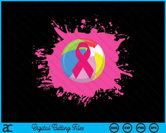 Beach Ball Pink Ribbon Breast Cancer Awareness SVG PNG Digital Cutting Files