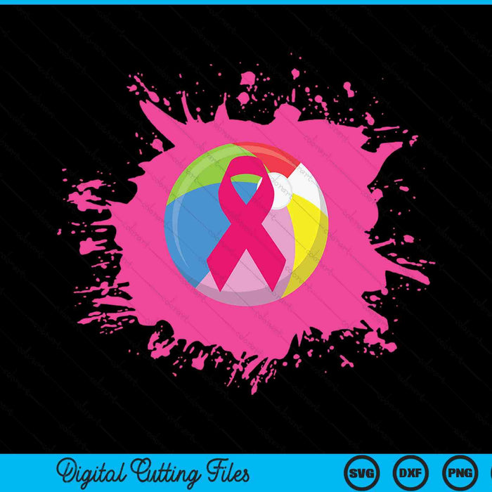 Beach Ball Pink Ribbon Breast Cancer Awareness SVG PNG Digital Cutting Files