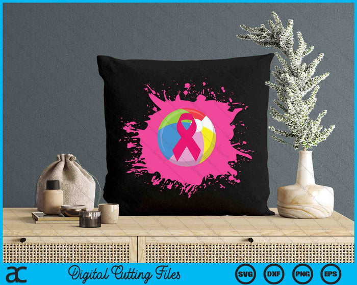 Beach Ball Pink Ribbon Breast Cancer Awareness SVG PNG Digital Cutting Files