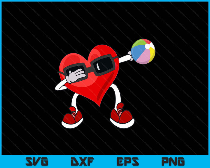 Beach Ball Valentines Day Dabbing Heart Kids Boys SVG PNG Digital Printable Files