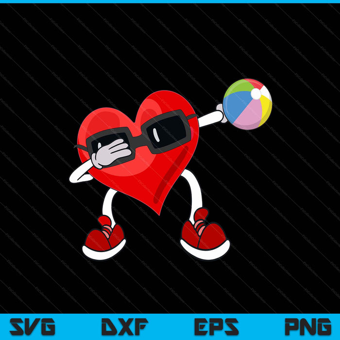 Beach Ball Valentines Day Dabbing Heart Kids Boys SVG PNG Digital Printable Files