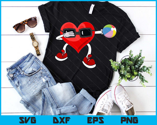 Beach Ball Valentines Day Dabbing Heart Kids Boys SVG PNG Digital Printable Files