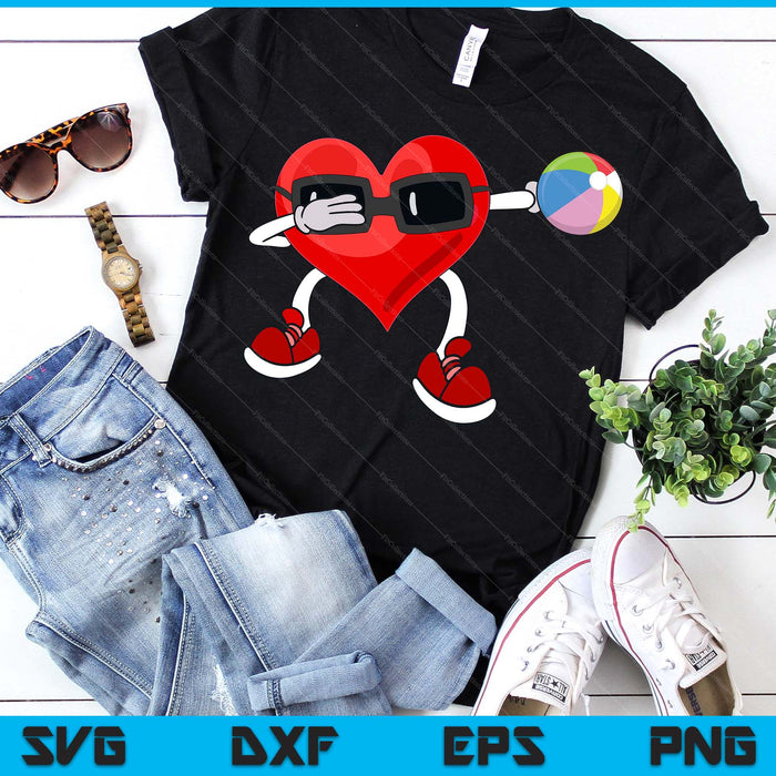 Beach Ball Valentines Day Dabbing Heart Kids Boys SVG PNG Digital Printable Files