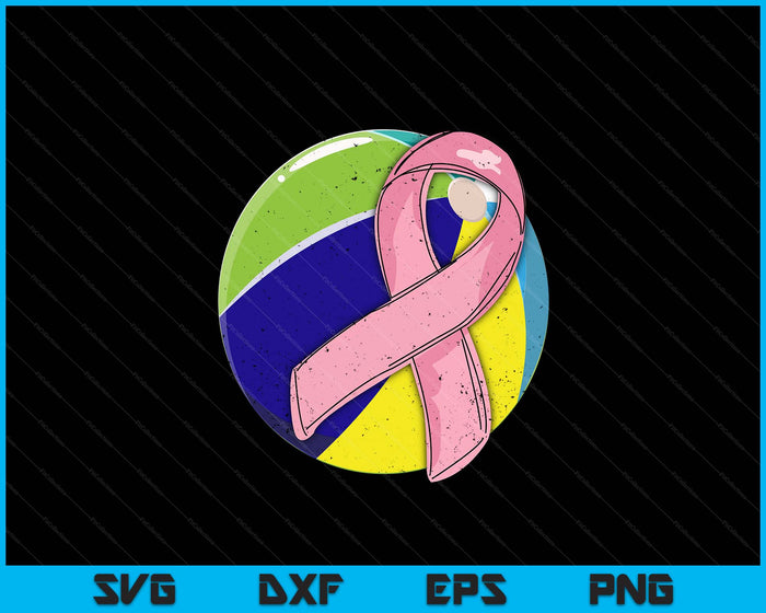 Beach Pink Ribbon Breast Cancer Awareness Sport Lover SVG PNG Digital Cutting Files