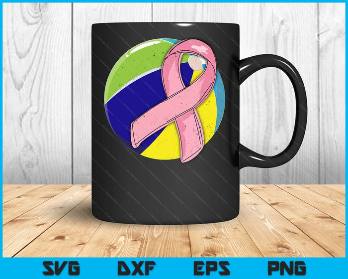 Beach Pink Ribbon Breast Cancer Awareness Sport Lover SVG PNG Digital Cutting Files
