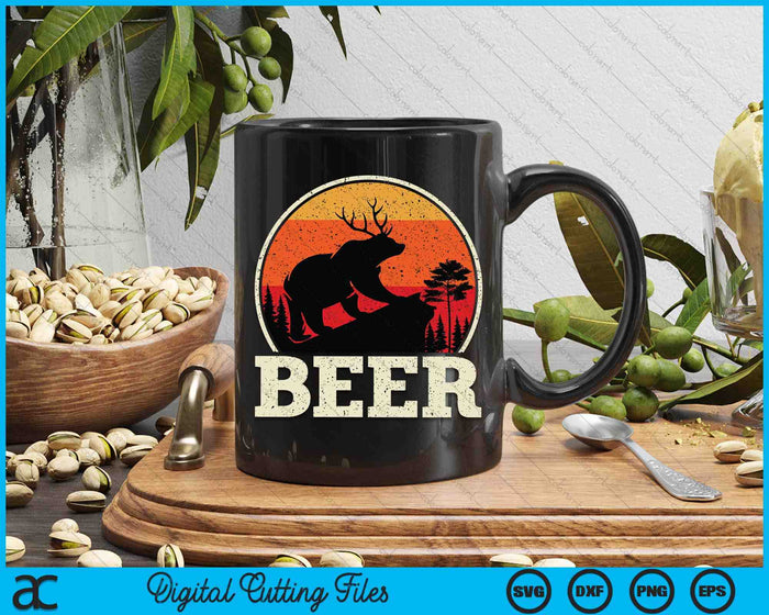 Bear Deer Funny Beer Retro Vintage St. Patrick's Day SVG PNG Digital Printable Files