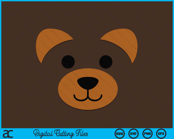 Bear Face Halloween Costume Brown Animal Bear SVG PNG Digital Printable Files