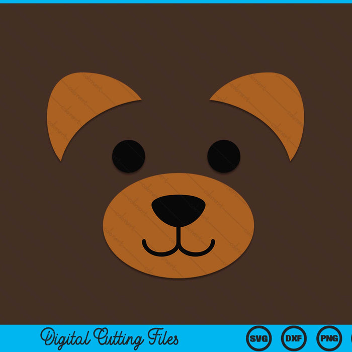 Bear face Halloween costume brown animal bear SVG PNG cut file for Cricut