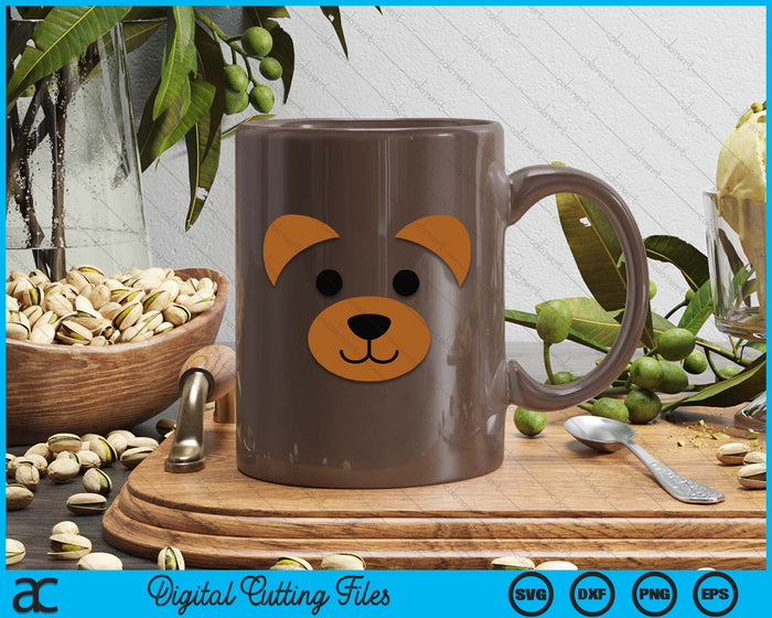 Bear Face Halloween Costume Brown Animal Bear SVG PNG Digital Printable Files