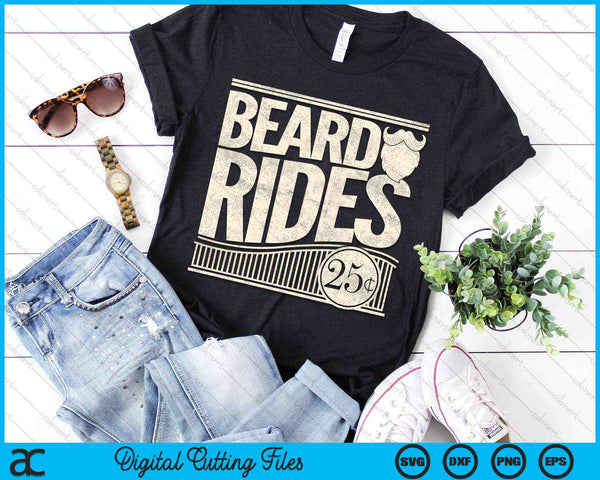 Beard Rides Funny Vintage Distressed Men's Beard SVG PNG Digital Cutting Files