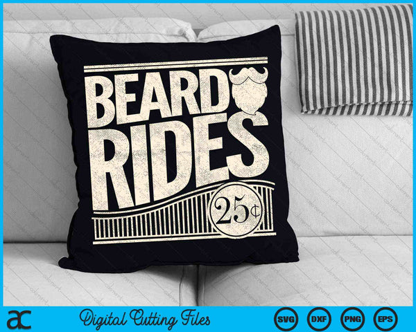 Beard Rides Funny Vintage Distressed Men's Beard SVG PNG Digital Cutting Files