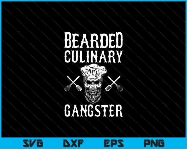 Bearded Culinary Gangster Vintage Cooking Guru SVG PNG Digital Cutting Files