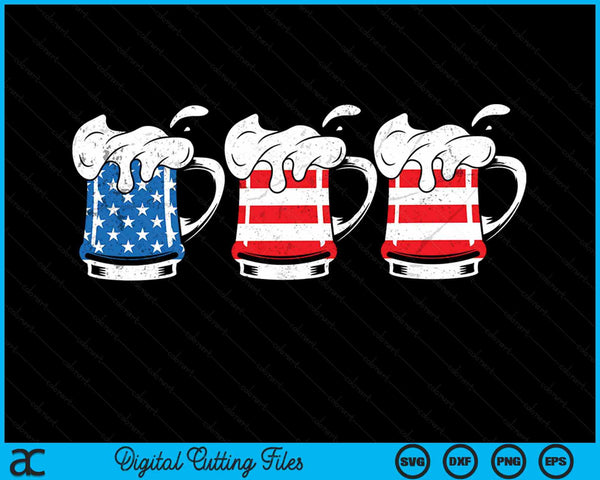Beer American Flag 4th of July Merica Drinking USA SVG PNG Digital Cutting Files