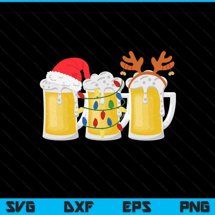 Beer Christmas mug Santa reinbeer Xmas tree lights SVG cut file