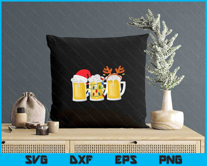 Beer Christmas Mug Santa Reinbeer Xmas Tree Lights SVG PNG Digital Printable Files