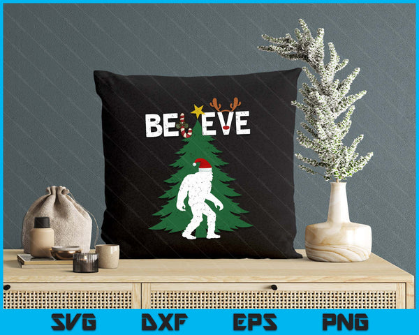 Believe Bigfoot Sasquatch Yeti Santa Hat Christmas Pajamas SVG PNG Digital Printable Files