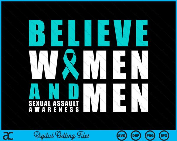 Belive Women & Men Sexual Assault Awareness Ribbon SVG PNG Digital Cutting Files