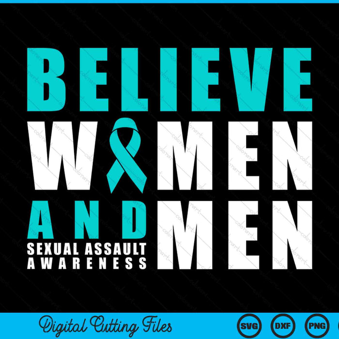 Belive women men sexual assault awareness ribbon SVG cut file