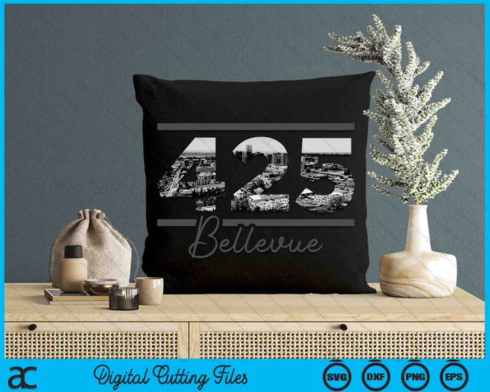 Bellevue 425 Netnummer Skyline Washington Vintage SVG PNG digitale snijbestanden